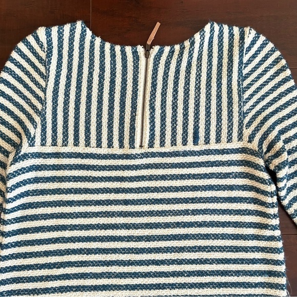 ANTHROPOLOGIE Postmark Sapony Striped Tunic Blue White Faux Leather Size XS - Picture 6 of 12